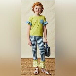 Matilda Jane Green Top Enchanted Garden Inner Artist Floral Gingham Pants Sz 10